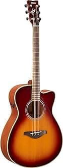 Yamaha FGC-TA Concert Cutaway Transacoustic Guitar with Chorus and Reverb, Black