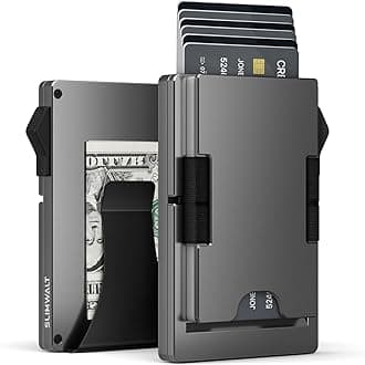Mens Wallet with Money Clip - Holds 10-20 Cards, RFID Blocking Minimalist Wallet for Men with Pop Up Card Case, Slim Card Holder Metal Card Wallets, Gifts for Men, Black