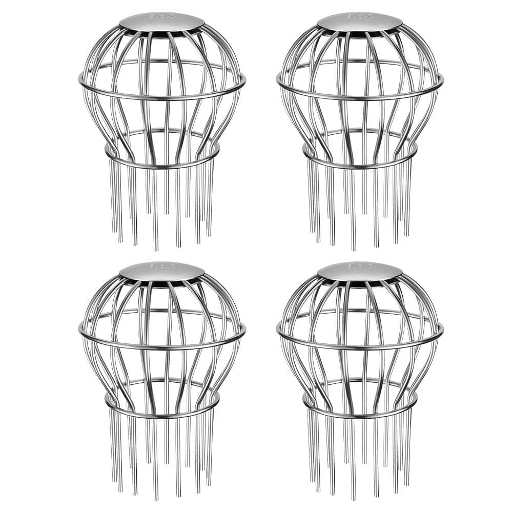 Gutter Guard, Fits for 2.8" ~ 3.7" Round Downspout, 304 Stainless Steel Rigid Filter Strainer, Stops Leaves Seeds and Other Debris, Gutter Cleaning Tool – 4 Pack