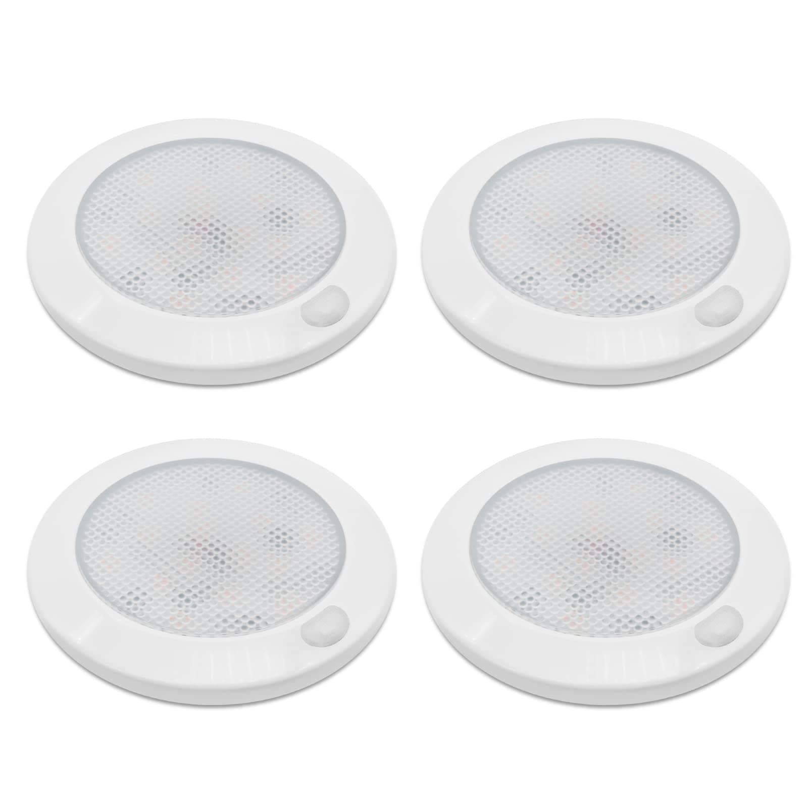 12v LED Campervan Lights Dimmable Caravan Lights Interior Warm White 3000K 3INCH Round Light IP44 2.4W 150LM Ultra Flat Motorhome Lighting Set of 4