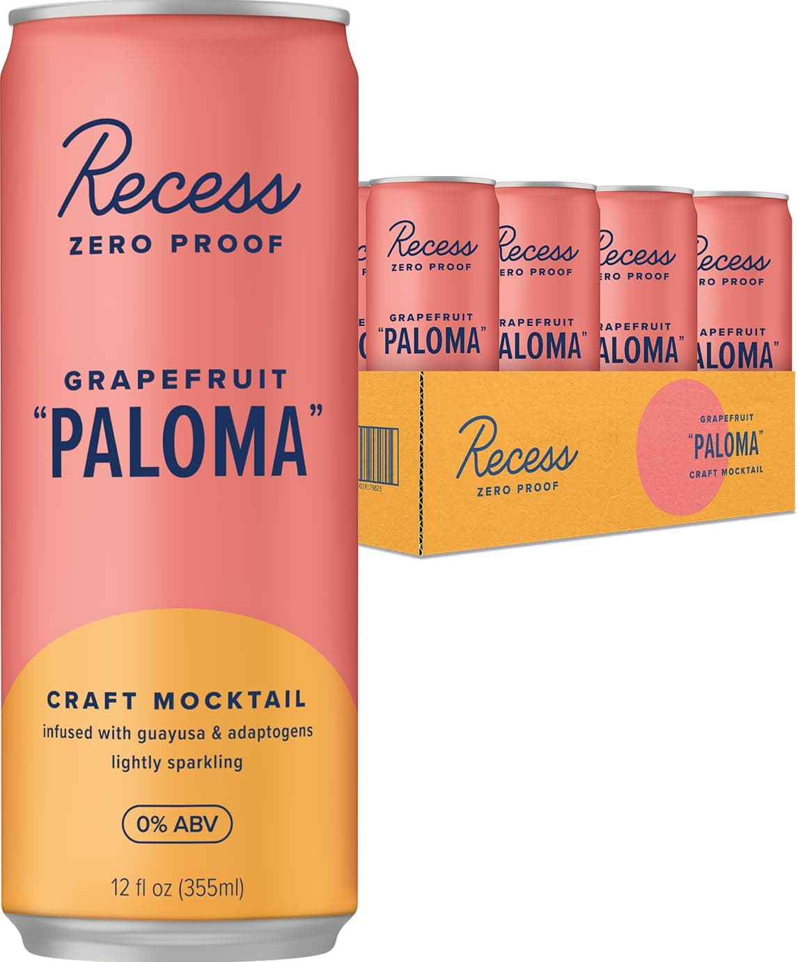 - Recess Zero Proof Craft Mocktails, Alcohol Free Drinks, With Adaptogens, Non-Alcoholic Beverage Replacement, Mixer, Celebration, Party, (Grapefruit "Paloma", 12oz, Pack of 12)