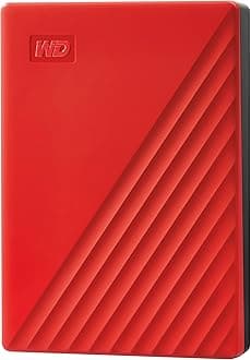 Western Digital WD 5TB My Passport Portable External Hard Drive, Red - with Automatic Backup, 256Bit AES Hardware Encryption & Software Protection-WDBPKJ0050BRD-WESN