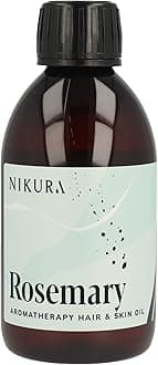 Nikura Rosemary Oil for Hair Growth & Skin Care - 250ml | Hair Oils for Hair Growth, Skin Serum, Beard Growth | Treatment Oil with Almond, Jojoba, Argan Oil & Rosemary Oil | UK Made & BPA Free