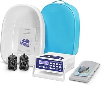 Ionic Detox Foot Bath - Detox Foot Spa, Ionic Foot Bath Detox Machine Chi Cleanse with Tub, Wrist Strap, Far Infrared Waistbelt, 2 Arrays, Blue Bag