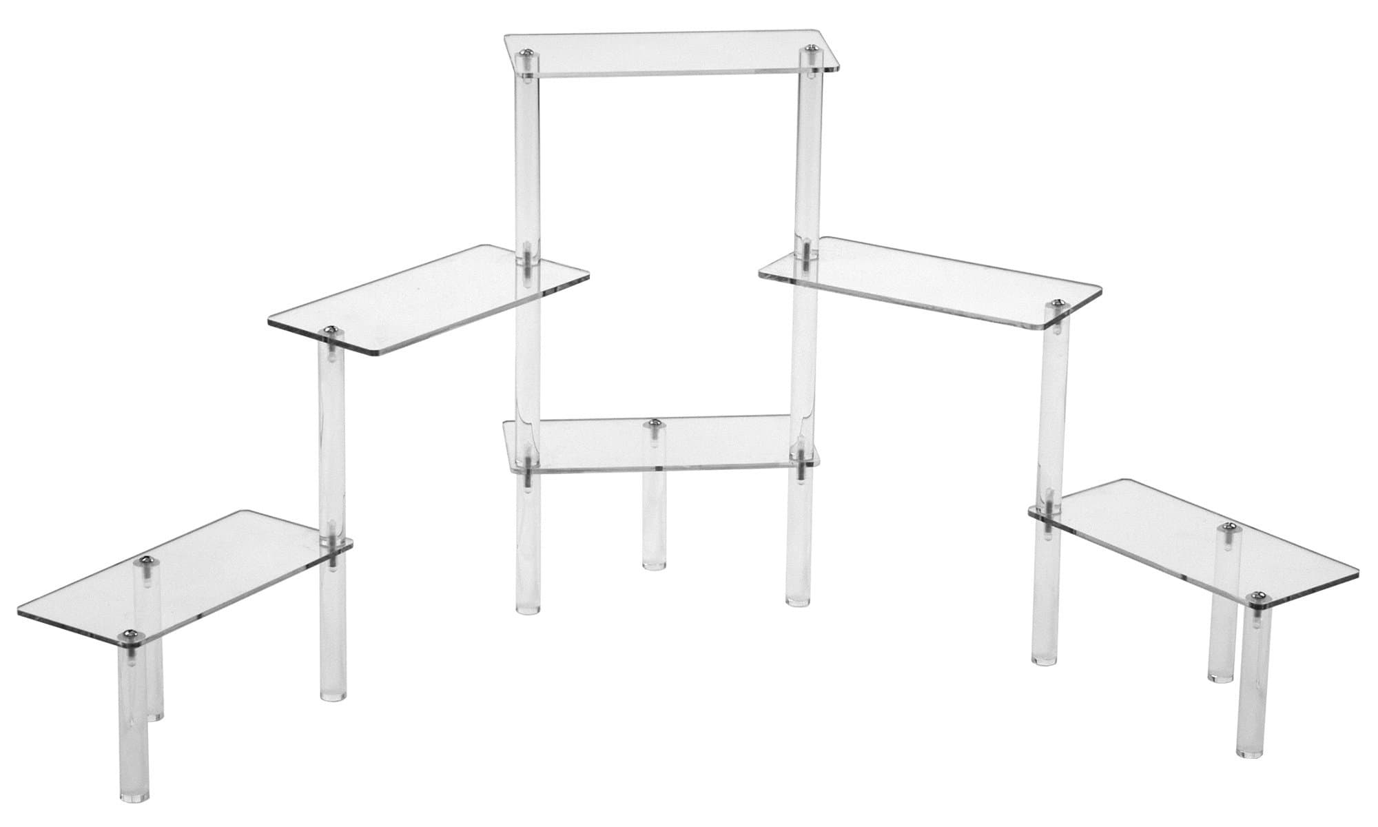 KC Store Fixtures 24415 Acrylic Rectangular Platform Displayer, 6-Tier, 11" H, Clear