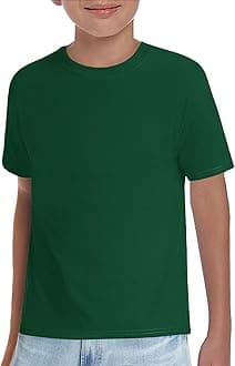 Haloumoning Boys T-Shirts Kids Short Sleeve Crewneck Solid Basic Tees Casual Tops 5-14 Years