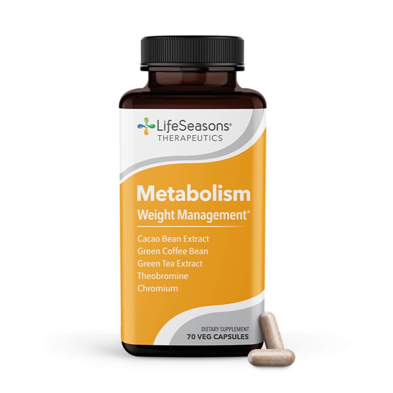 Metabolism - Weight Control Support & Energy Boosting Supplement - Natural Appetite Suppressant - Curbs Cravings - Green Tea, Coffee Bean, Chromium, Cacao & Theobromine - 70 Capsules