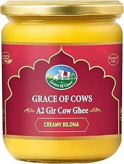 Grace of Cows A2 Gir Cow Ghee 500ml, 100% Pure and Natural, Churned from Creamy Bilona Method, Helps Boost Immunity and Digestive Health, A2 Gir Cow Ghee for Cooking and Heart Health