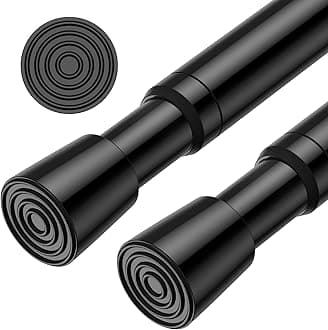 AIZESI 2pcs Adjustable Curtain Rod No Drilling Black Spring Tension Rod Adjusting Length 31 to 54 Inch Small Expandable Loaded Curtain Rods for Windows, Cupboard, Kitchen Cabinets,Bathroom