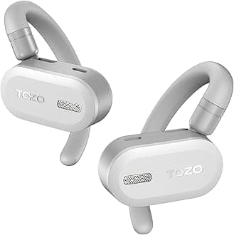 TOZO O2 True Open Ear Wireless Headphones Lightweight with Multi-Angle Adjustment, Bluetooth 5.3 Earbuds with Dual-Axis Design for Long-Lasting Comfort, Crystal-Clear Calls for Driving, White