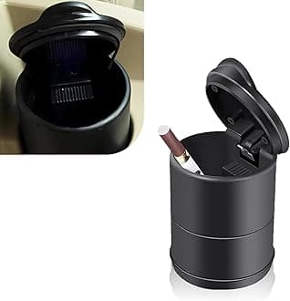 Car Ashtray with Lid, Car Ashtrays for Cup Holder Smell Proof, Portable Multifunctional Trash Can, Universal Cars Cup Rack Accessories (Black)
