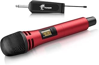 TONORWireless Microphones, UHF Handheld Cordless Dynamic Mic with Rechargeable Receiver, Microfonos Inalambricos Microfono for Karaoke, Singing, Party, Wedding, DJ, Speech, Church 200ft TW310 Red