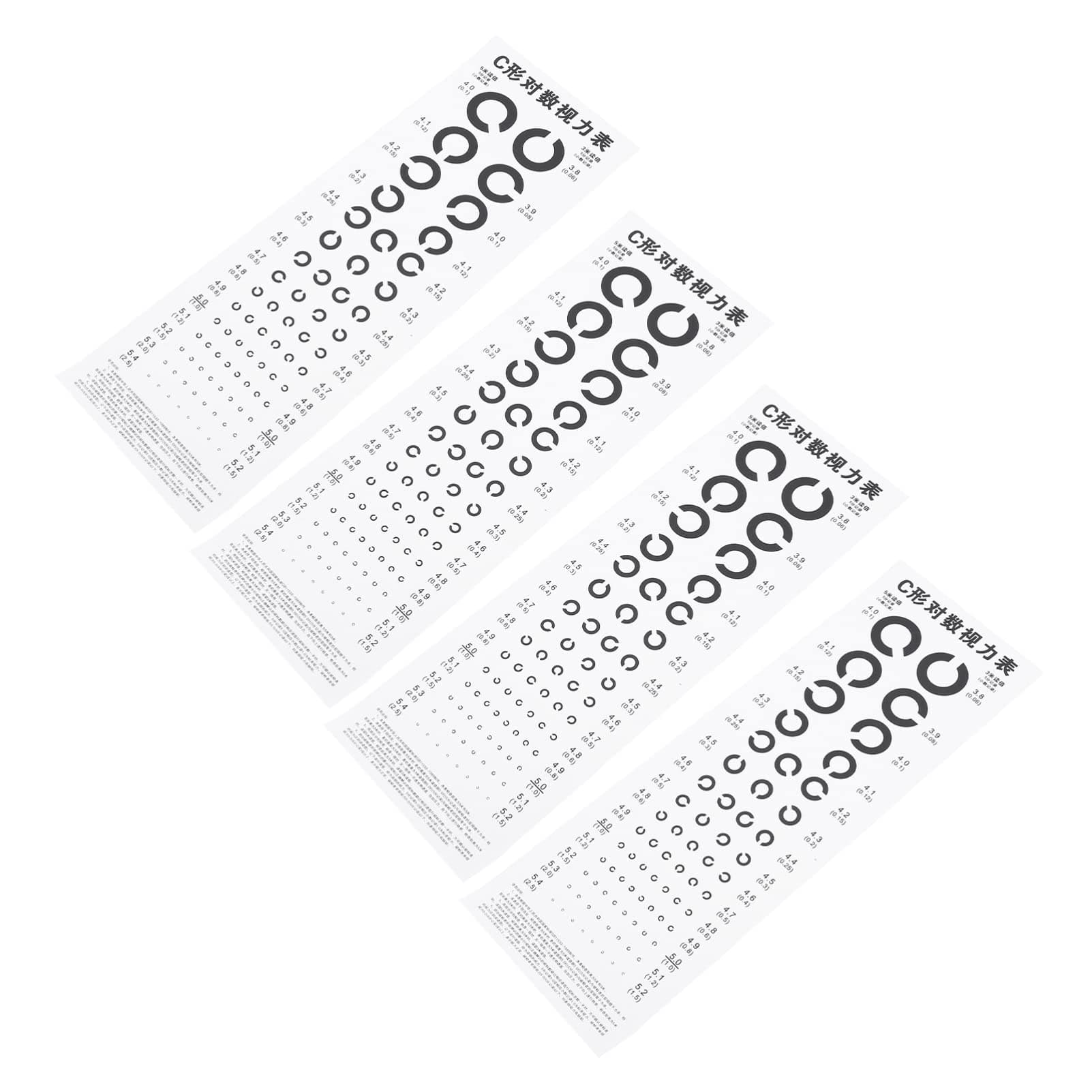 4Pcs Visual Acuity Chart C Type Wall Eye Exam Chart Eye Chart Eye Vision Exam Test Wall Charts Low Vision Eye Test Charts for Kindergarten Home Office