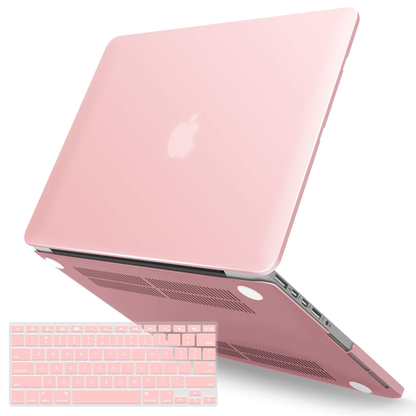 Compatible with MacBook Pro 13 Inch Case 2015 2014 2013 end 2012 A1502 A1425, Hard Shell Case with Keyboard Cover for Old Version Apple Mac Pro Retina 13, Rose Quartz, R1301RQ+1 N