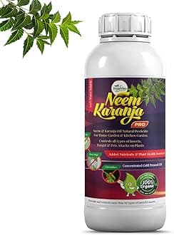 Neem Oil & Karanja Oil PRO Mix (1 Liter) 100% Water Soluble for Plants Insects Spray Pesticide Home Garden Organic pest Control, for Insecticide Spray, Organic (1 Liter)