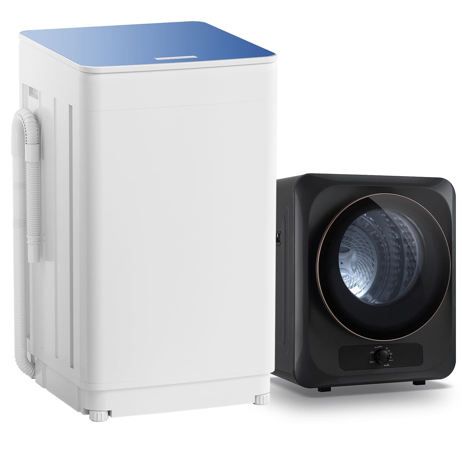 Portable Washer and Dryer Combo Set, 18 lbs Fully Automatic Washing Machine, 1.5CuFt Portable Dryers, Compact Washer and Dryer for Apartment, RV, Dorm