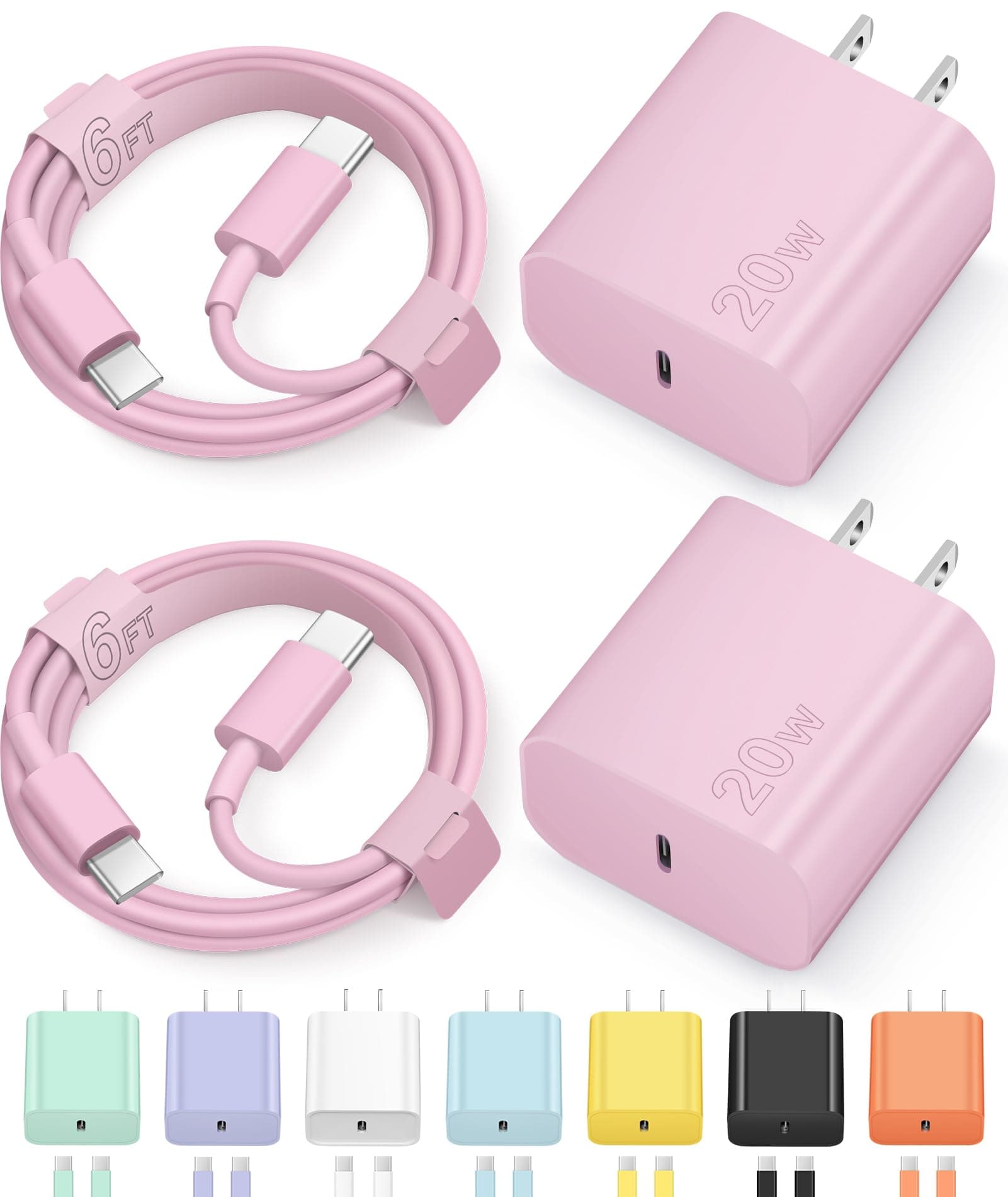 Novobit iPhone Charger, Fast Charging USB Type C ,Charge Block for iPhone 16,16 Plus, 16 Pro Max, 15, 15 Pro Max, iPad Pro/AirPods , Pink