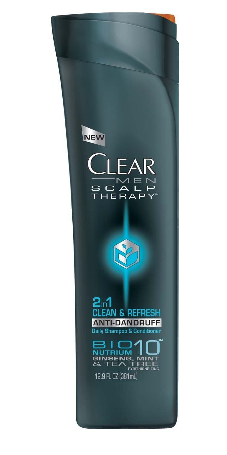 Clear Scalp Therapy for Men - 2 in 1 Clean & Refresh Anti-Dandruff Daily Shampoo & Conditioner - Bionutrium 10: Ginseng, Mint, & Tea Tree - Net Wt. 12.9 FL OZ (381 mL) - Pack of 3 Bottles