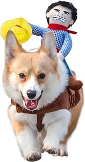NACOCO Cowboy Rider Dog Costume for Dogs Clothes Knight Style with Doll and Hat for Halloween Day Pet Costume (S)