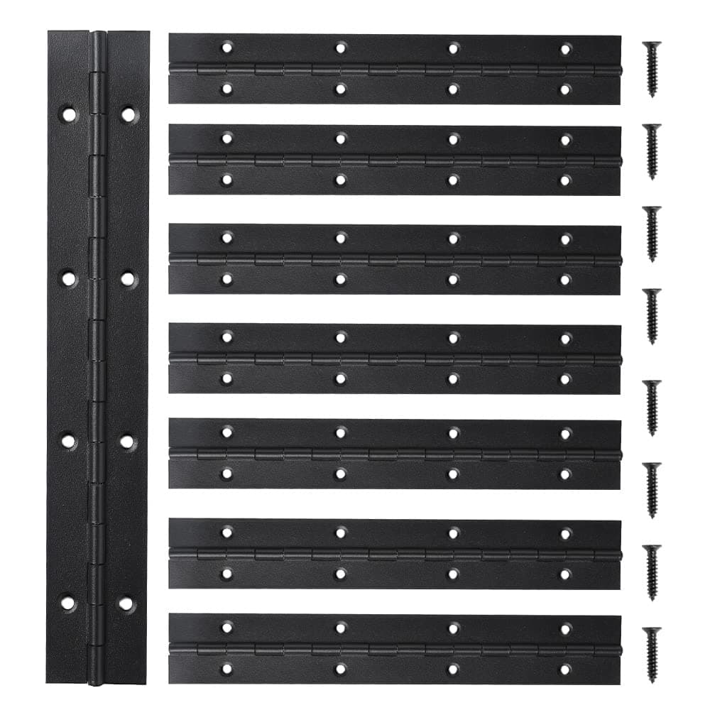 8 Pack 8 Inch Piano Hinge, Heavy Duty Continuous Hinge with Holes for Cabinets Boat Marine Door, 304 Stainless Steel 0.04" Leaf Thickness 1.2'' Open Width (Black)