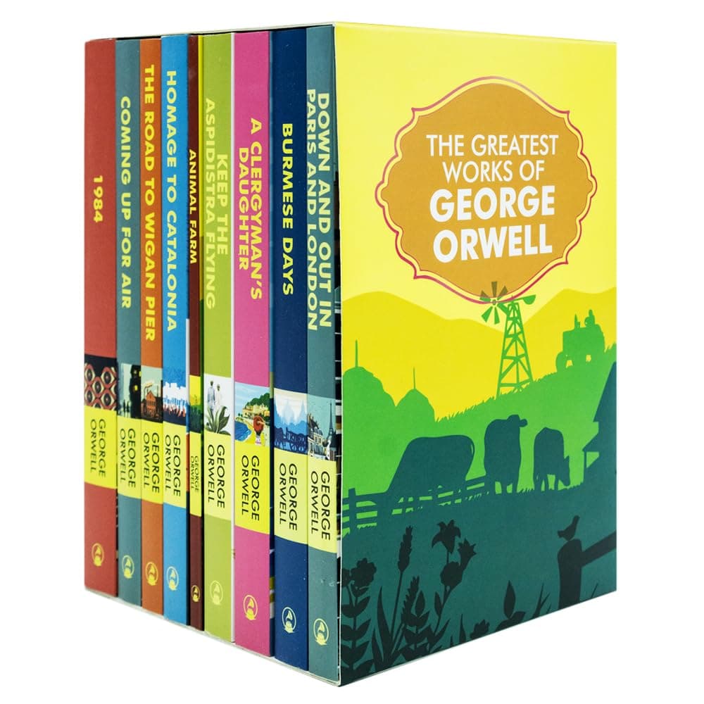 The Greatest Works of George Orwell 9 Books Set (Homage to Catalonia, Burmese Days, 1984, Animal Farm, The Road to Wigan Pier, Down and Out in Paris and London)