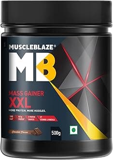 MuscleBlaze Mass Gainer XXL, with Complex Carbs, High Protein & Digestive Enzymes (Chocolate, 500 g / 1.1 lb)