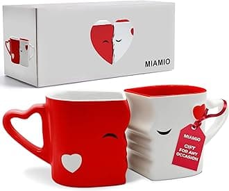Coffee Mugs/Kissing Mugs Set Ceramic with Gift Box (Red)