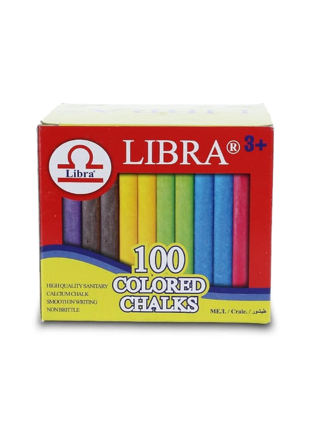 Dustless coloured Chalks |Smooth Writting Calcium Chalks Non Brittle 100 Pieces Box