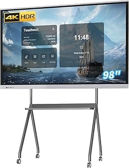 98" Touchscreen Monitor Smart Board, 4K Interactive Presentation Electronic Whiteboard with Android 13, Digital Signage Display for Office, Classroom,RAM 4GB+ ROM 32GB