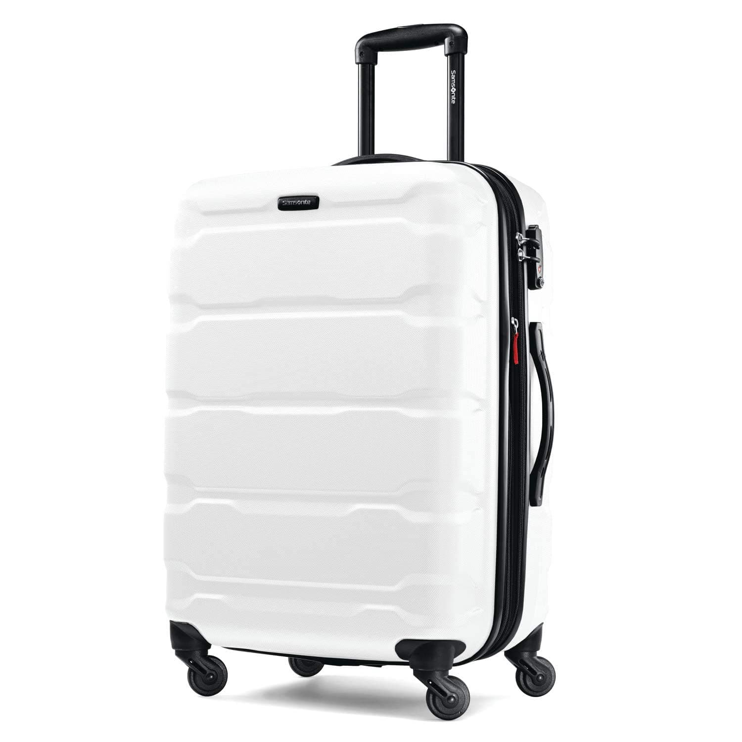 Omni PC Hardside Expandable Luggage with Spinner Wheels, Checked-Medium 24-Inch, White