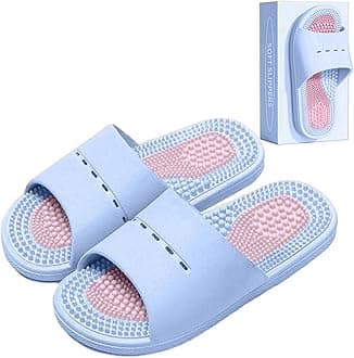 Acupressure Massage Slippers Acupressure Foot Massager Shoes Reflexology Sandals Gift for Men Women Reduce Feet Neuropathy Pain Relief and Tension (Light blue1,US Women 5-6/men 3.5-4.5)