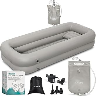 Medical Inflatable Bathtub, PVC Portable, Bed Bath Basin Kit, Gray, Freestanding, Minimalist Style