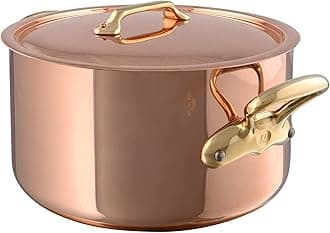 Mauviel M'Heritage 200B 2mm Polished Copper & Stainless Steel Stewpan With Lid, And Bronze Handles, 6.1-qt, Made in France