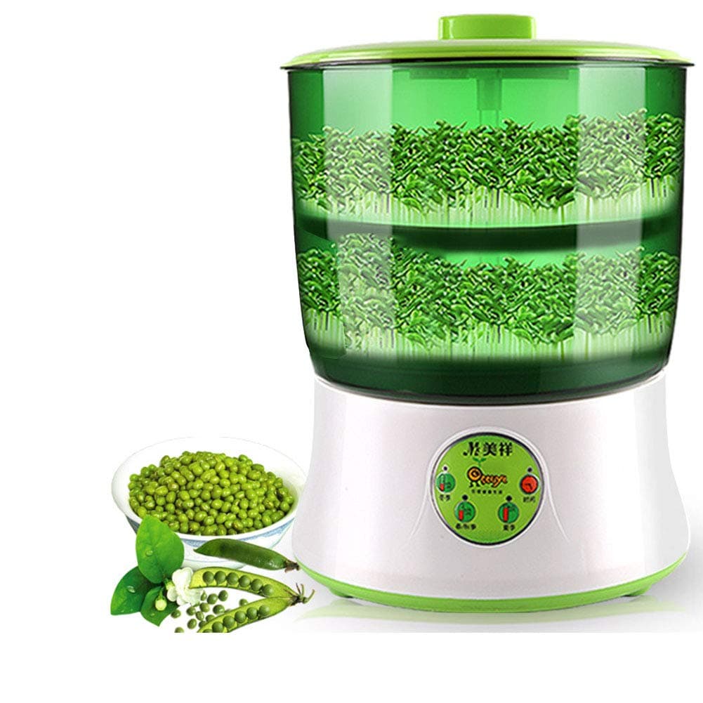 elegantstunning 2 Layer Automatic Electric Germinator Seed Growth Bucket Bean Sprouts Maker