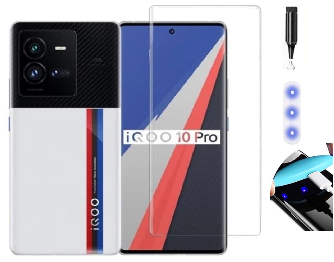 NISHTECH Advanced HD+ Curved UV Tempered Glass Screen Protector Designed for iQOO 10 Pro 5G || Full Screen Coverage with Easy Installation Kit (Anti-Scratch)