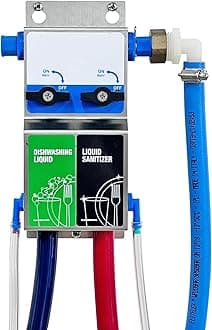 Dual Kitchen Sink Proportioner, Dish Detergent and Liquid Sanitizer Dispenser, Chemical Dispensing System, Precision Chemical Dilution, 8088