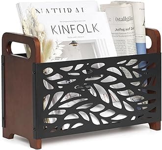 Magazine Holder,Wood Magazine Rack,Rustic Magazine File Holder,Magazine Storage Basket,Magazine Rack Floor,Farmhouse Magazine Organizer for Magazines,Books,Newspapers