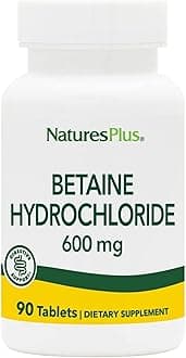 Betaine Hydrochloride 600 mg - 90 Tablets - Supports Protein Digestion & Stomach Acid Balance - Promotes Healthy Digestive Function - Gluten Free - 90 Servings