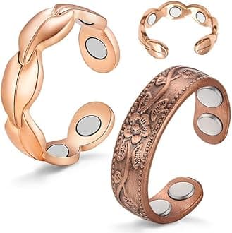 Cigmag 2PCS Copper Rings for Women Adjustable Solid Pure Copper Ring with Present Box