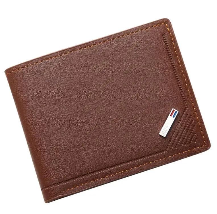 New Men's Wallet Short Wallet Thin Multi Card Purses Capacity Horizontal Business Soft Leather Clip (Brown)