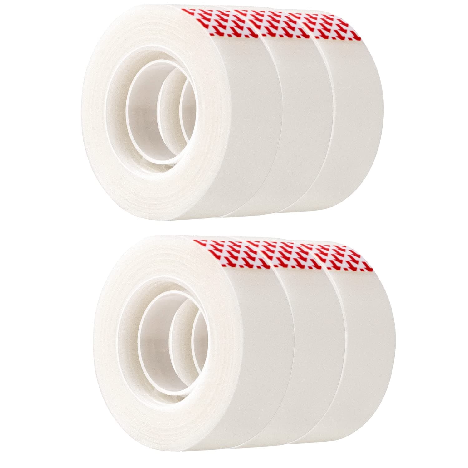 Amazon Basics Matt Adhesive Tape, for Repair Work, Refill, Pack of 6, 1.9 cm Width x 2540 cm Length, Translucent