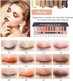 Professional makeup set for women in 12 colors: eye shadows, foundation, lipstick, brushes and eyeliner