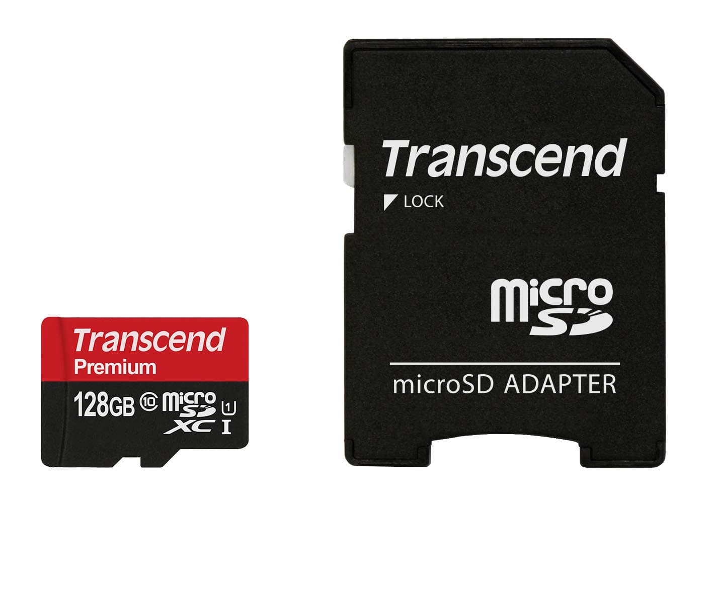 Transcend128GB MicroSDXC Class10 UHS-1 Memory Card with Adapter 45 MB/s (TS128GUSDU1)