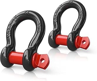 Nilight 2 Pack Small Shackles 5/8" D-Ring Shackle 3.25 Ton (7165 Lbs) Capacity Heavy Duty Off Road Recovery Shackle Kit for Cars and Other Applications for Tie Downs, Black Red