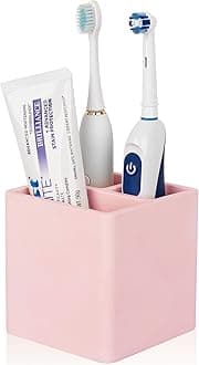 Diatomite Toothbrush Holders for Bathrooms, Electric Toothbrush and Toothpaste Holder 3 Slots Tooth Brush Organizer for Bathroom Countertop, Shower, Vanity - Blush Pink