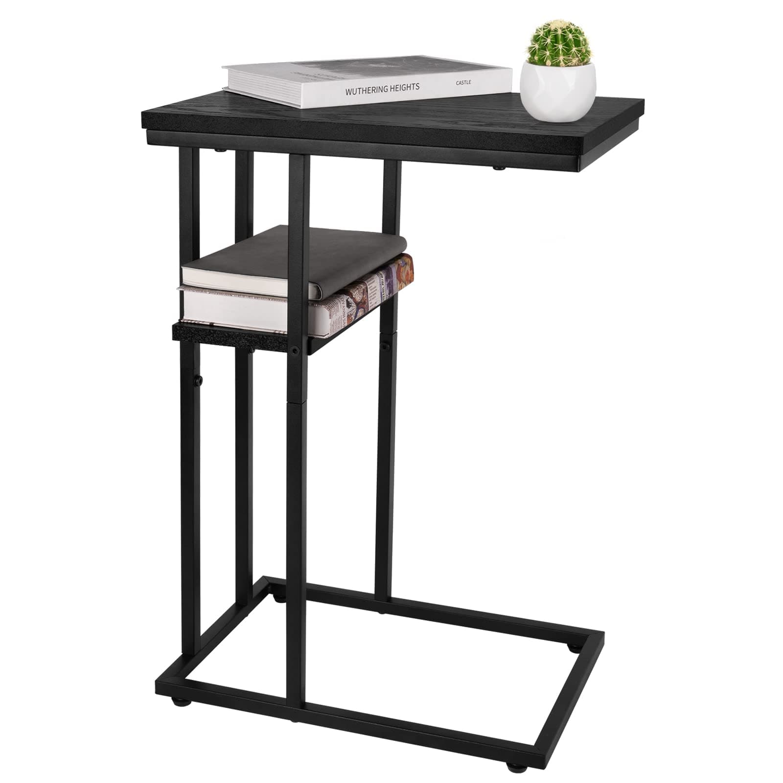 Yoobure C Shaped End Table, Side Table for Couch and Bed, Small Side Table for Small Spaces, Living Room, Bedroom, Rustic Snack Table