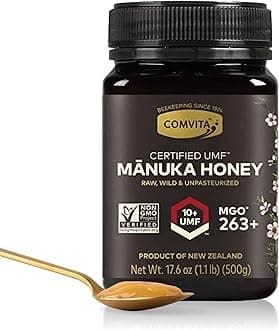 Certified UMF 10+ (MGO 263+) Raw Manuka Honey, Unpasteurized, Non-GMO, Grade No. 2, 500g, 17.6 oz
