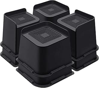 Bed Risers 4 Inch Heavy Duty, Furniture Risers for Bed Desk Table Sofa Couch，Oversized Bed Lifts Risers, Support up to 5000 Lbs(8 Pack Black)