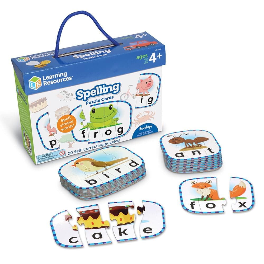 Learning Resources Spelling Puzzle Cards, Kindergarten Readiness, Self Correcting Puzzles, Ages 4+