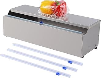 Stainless Steel Food Wrap Dispenser - 18” Commercial Stretch Film Packing Machine with Slide Cutter